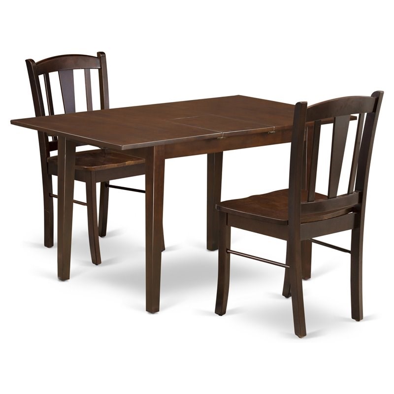 East West Furniture Norfolk 3-Piece Solid Wooden Dining Set in Mahogany