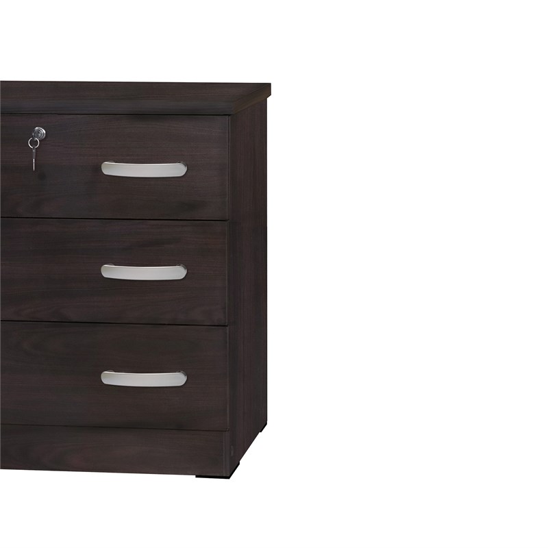 Better Home Products Cindy Wooden 3 Drawer Chest Bedroom Dresser in Tobacco