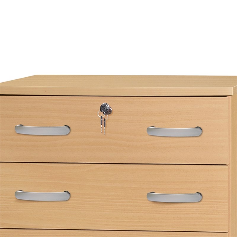 Better Home Products Cindy 4 Drawer Chest Wooden Dresser with Lock Beech (Maple)