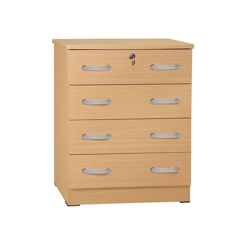 Better Home Products Cindy 4 Drawer Chest Wooden Dresser with Lock Beech (Maple)