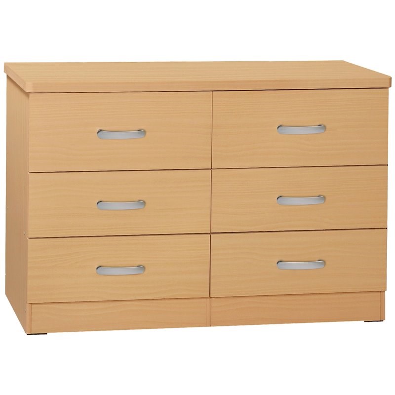 Better Home Products DD & PAM 6 Drawer Engineered Wood Bedroom Dresser in Beech