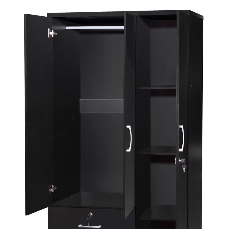 Better Home Products Symphony Wardrobe Armoire Closet with Two Drawers in Black