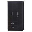 Better Home Products Symphony Wardrobe Armoire Closet with Two Drawers in Black