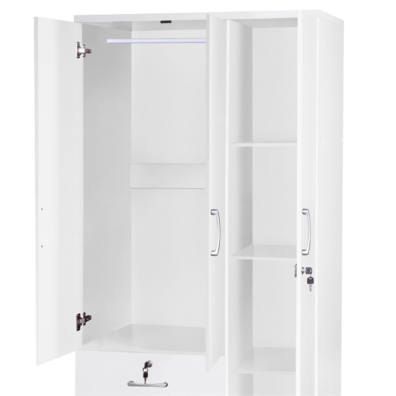 Better Home Products Symphony Wardrobe Armoire Closet with Two Drawers in White