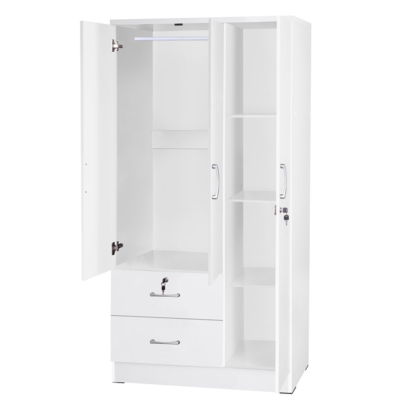Better Home Products Symphony Wardrobe Armoire Closet with Two Drawers in White