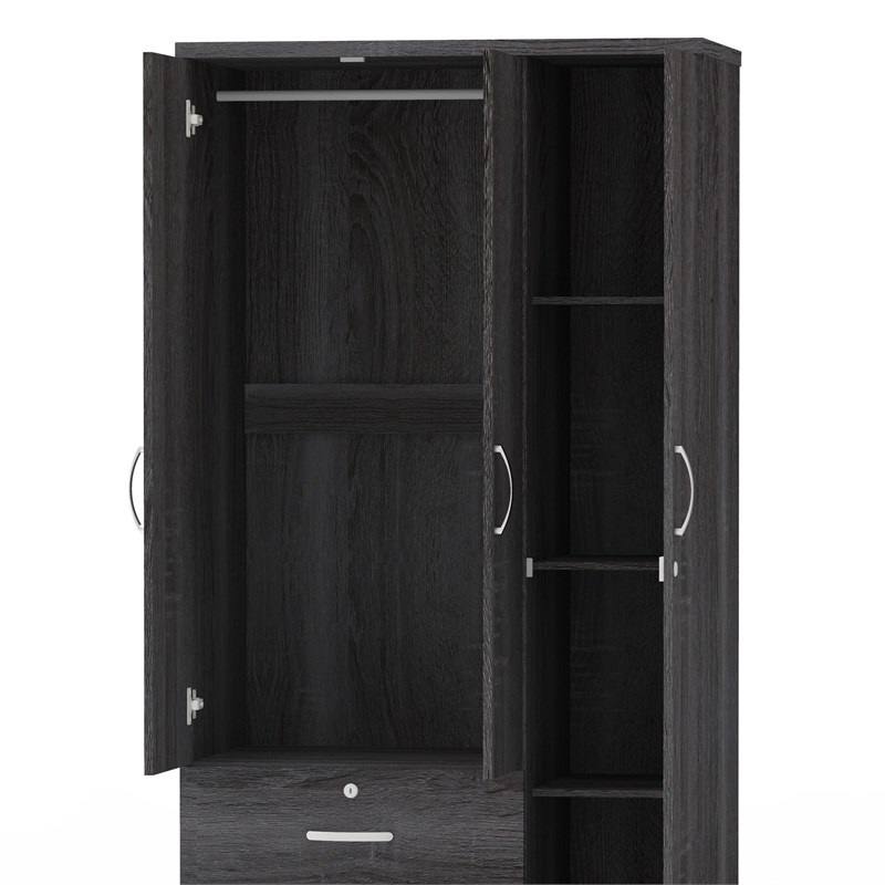 Better Home Products Symphony Wardrobe Armoire Closet with Two Drawers in Gray