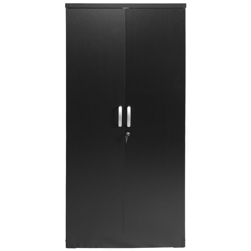 Better Home Products Harmony Wood Two Door Armoire Wardrobe Cabinet in Black