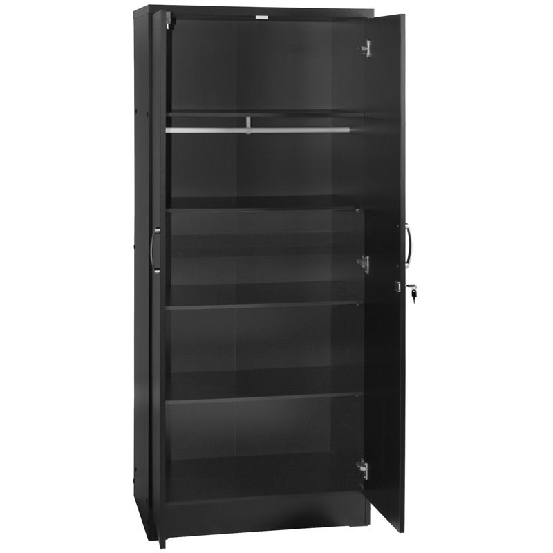 Better Home Products Harmony Wood Two Door Armoire Wardrobe Cabinet in Black