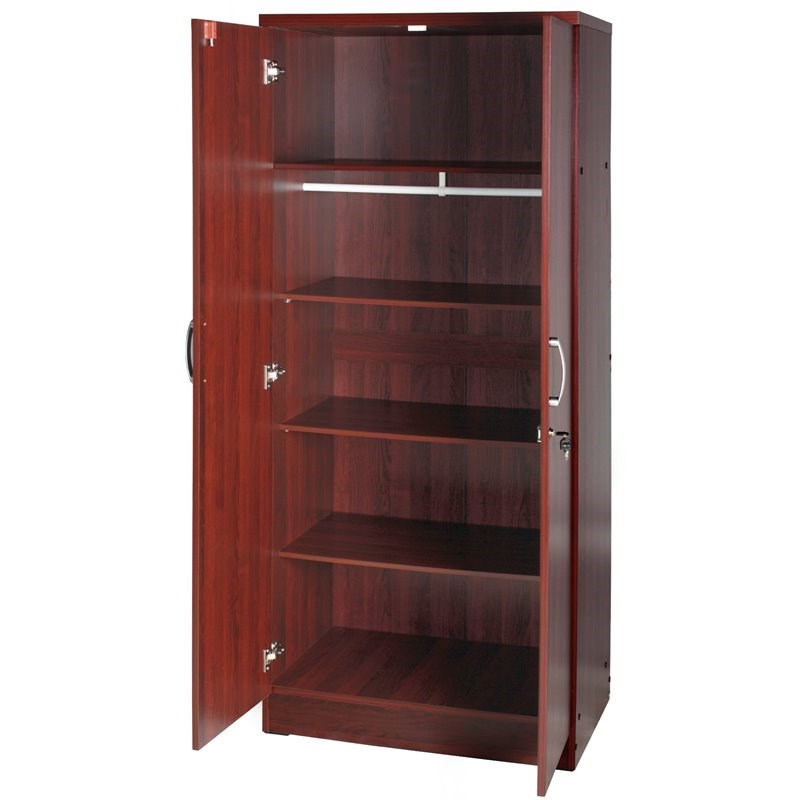 Better Home Products Harmony Wood Two Door Armoire Wardrobe Cabinet in Mahogany