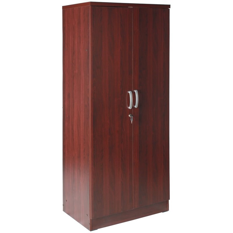 Better Home Products Harmony Wood Two Door Armoire Wardrobe Cabinet in Mahogany
