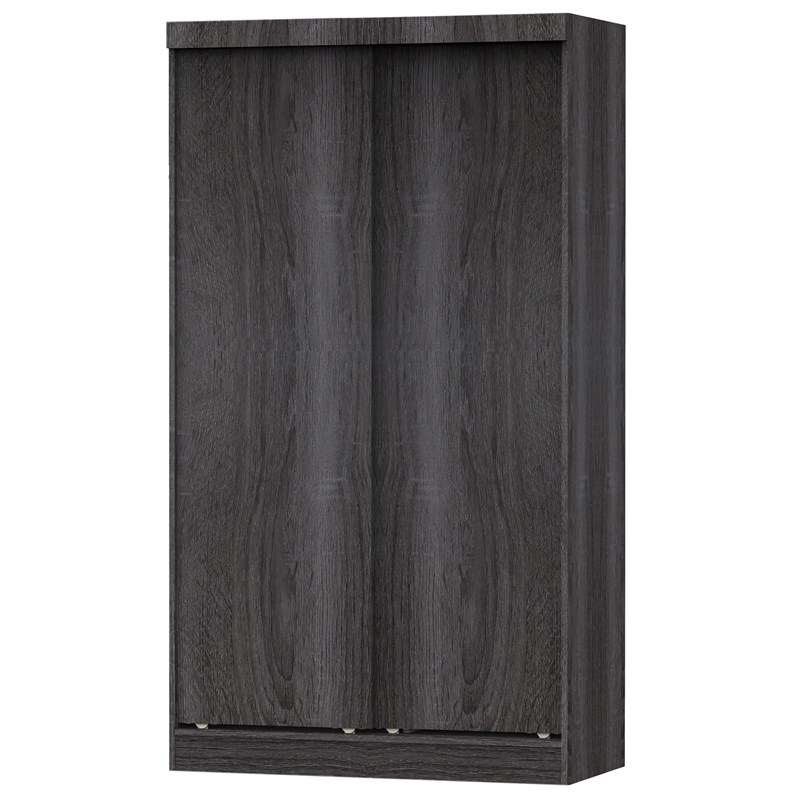 Better Home Products Modern Wood Double Sliding Door Wardrobe in Gray