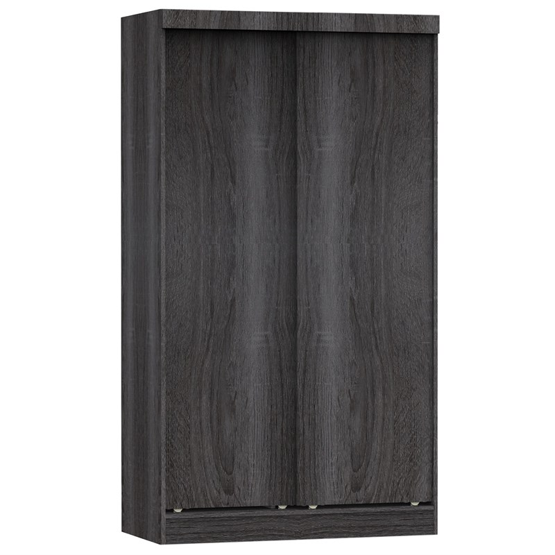 Better Home Products Modern Wood Double Sliding Door Wardrobe in Gray