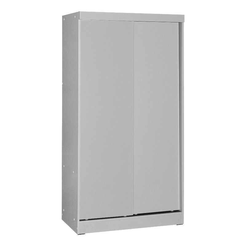 Better Home Products Modern Wood Double Sliding Door Wardrobe in Light Gray