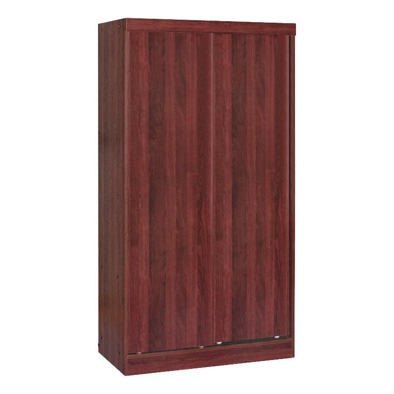 Better Home Products Modern Wood Double Sliding Door Wardrobe in Mahogany