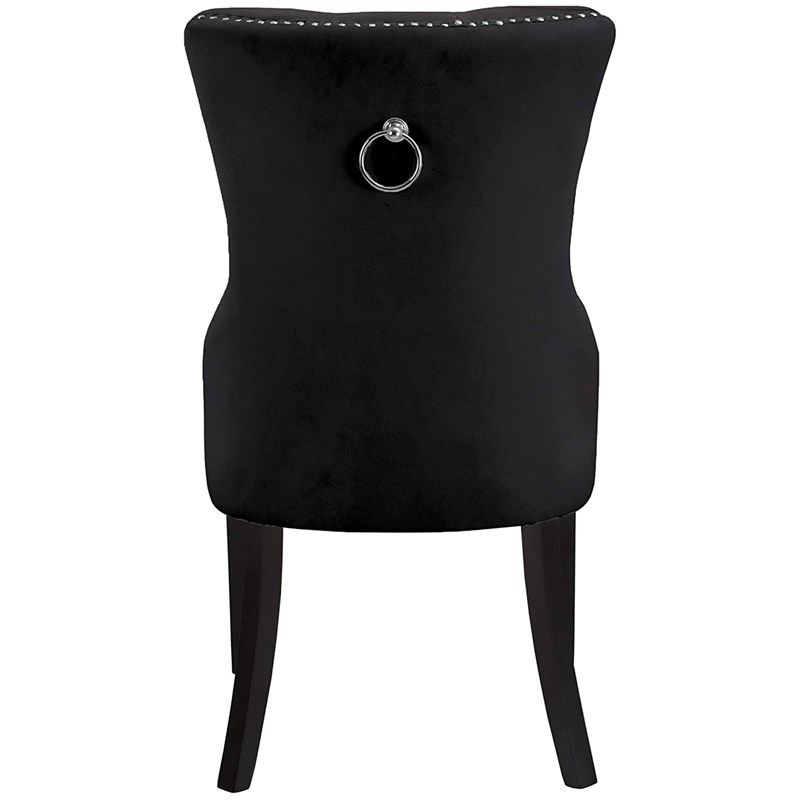 Better Home Products Lisa Velvet Upholstered Tufted Dining Chair Set in Black
