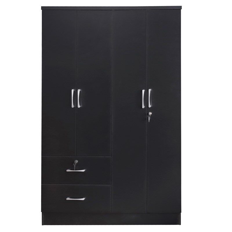 Better Home Products Luna Modern Wood 4 Doors 2 Drawers Armoire in Black