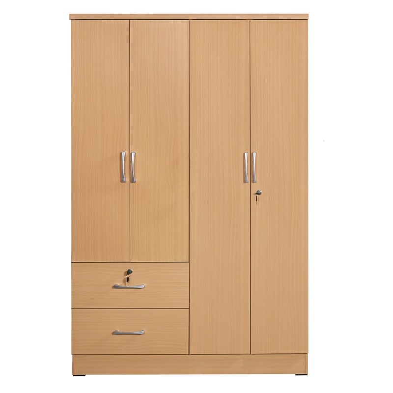 Better Home Products Luna Modern Wood 4 Doors 2 Drawers Armoire in Beech (Maple)