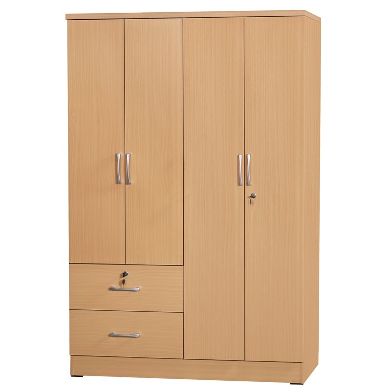 Better Home Products Luna Modern Wood 4 Doors 2 Drawers Armoire in Beech (Maple)