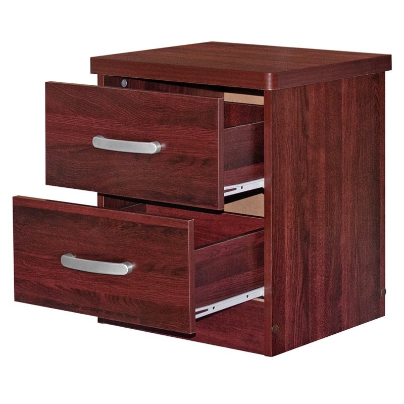 Better Home Products Cindy Faux Wood 2 Drawer Nightstand in Mahogany