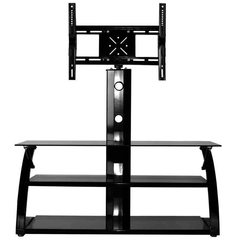 Better Home Products Rosa Swivel Mount Glass TV Stand for 60inch TV in