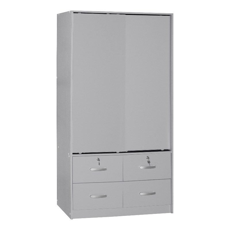 Better Home Products Sarah Modern Wood Double Sliding Door Armoire in Light Gray