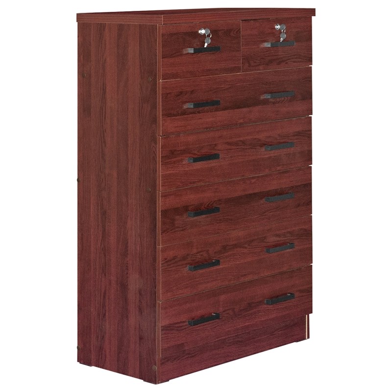 Better Home Products Cindy 7 Drawer Chest Wooden Dresser with Lock in