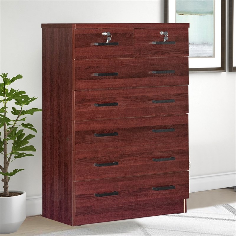 Better Home Products Cindy 7 Drawer Chest Wooden Dresser with Lock in