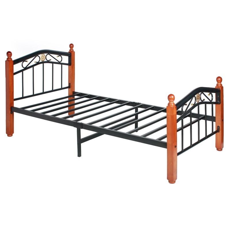 Better Home Products Leyla Twin Black Metal Bed Frame with Headboard & Footboard