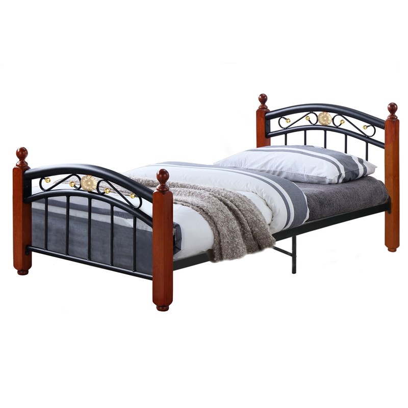 Better Home Products Leyla Twin Black Metal Bed Frame with Headboard & Footboard