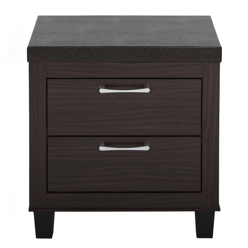 Better Home Products Elegant Mid Century Modern 2 Drawer Nightstand in Tobacco