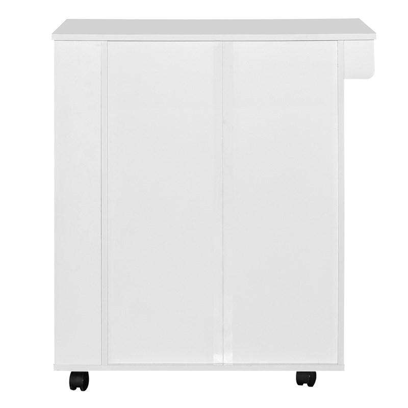 Better Home Products Shelby Rolling Kitchen Cart with Storage Cabinet - White
