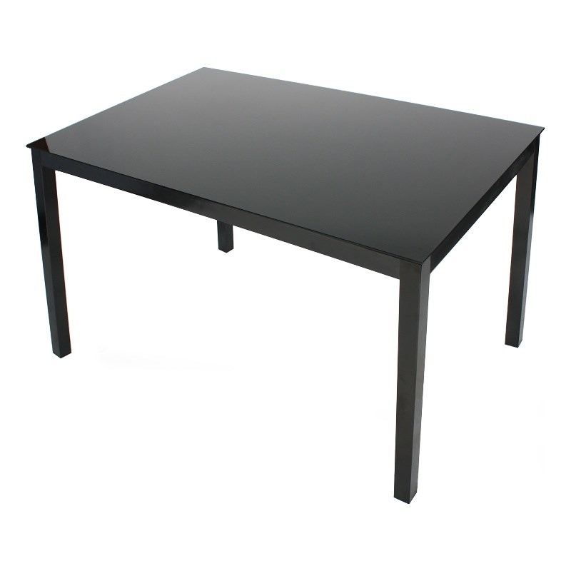 Better Home Products Elliott Tempered Glass Metal Dining Table in Black