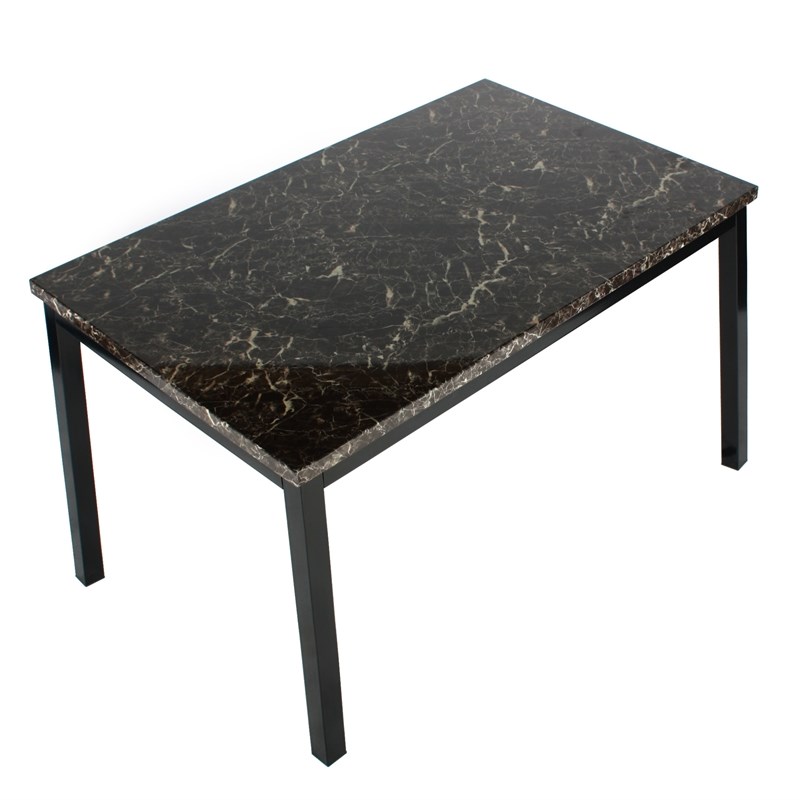 Better Home Products Milan Faux Marble Top Black Metal Dining Table