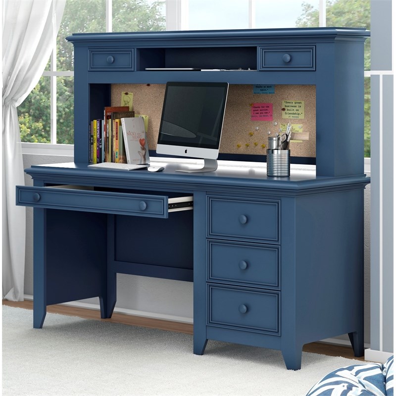 My Home Furnishings Bailey Engineered Hard Wood Desk in Williamsburg Blue