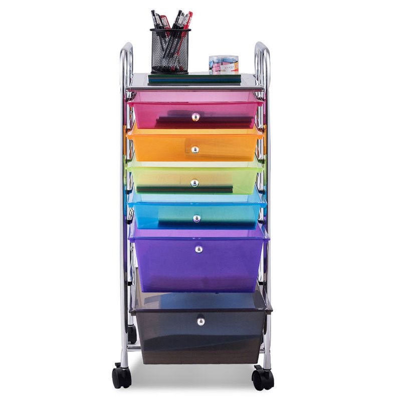 Costway Scrapbook Paper Rolling Storage Cart with 6 Drawers in Gray