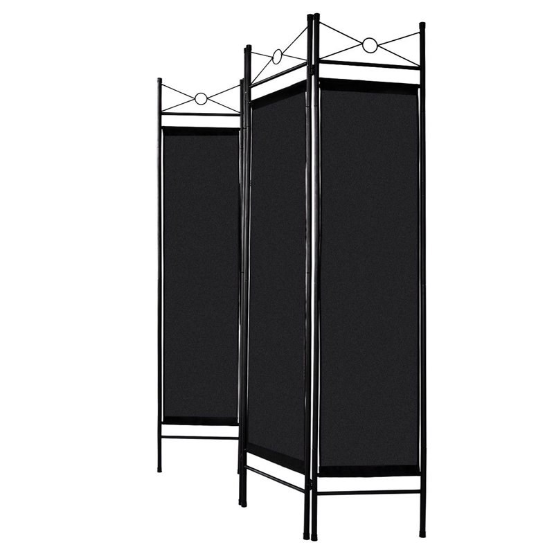 Costway 4 Panel Fabric and Metal Room Divider Privacy Screen in Black