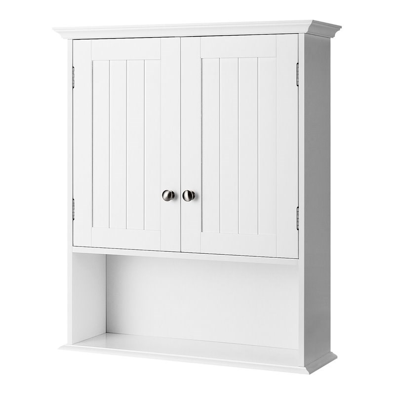 Costway Contemporary Premium MDF Wall Cabinets with 2 Doors in White ...