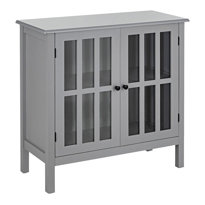 Costway Contemporary Pine Wood Free Standing Storage Buffet Cabinet in Gray