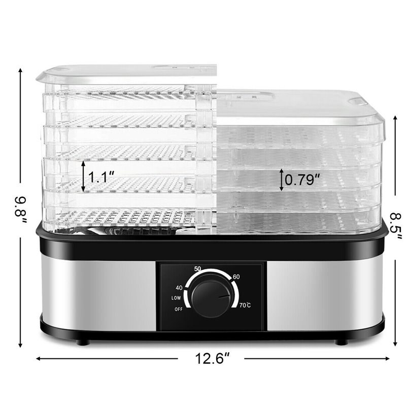 Costway 5-tray Contemporary Stainless Steel Food Dehydrator in Black