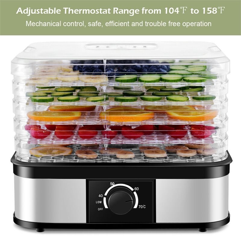 Costway 5-tray Contemporary Stainless Steel Food Dehydrator in Black