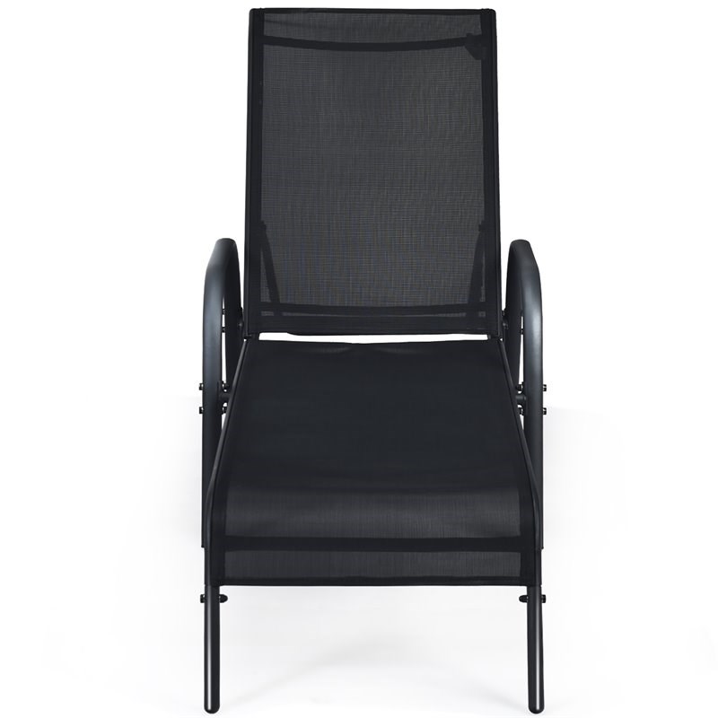 Costway Fabric and Steel Patio Lounge Chairs in Black (Set of 2)