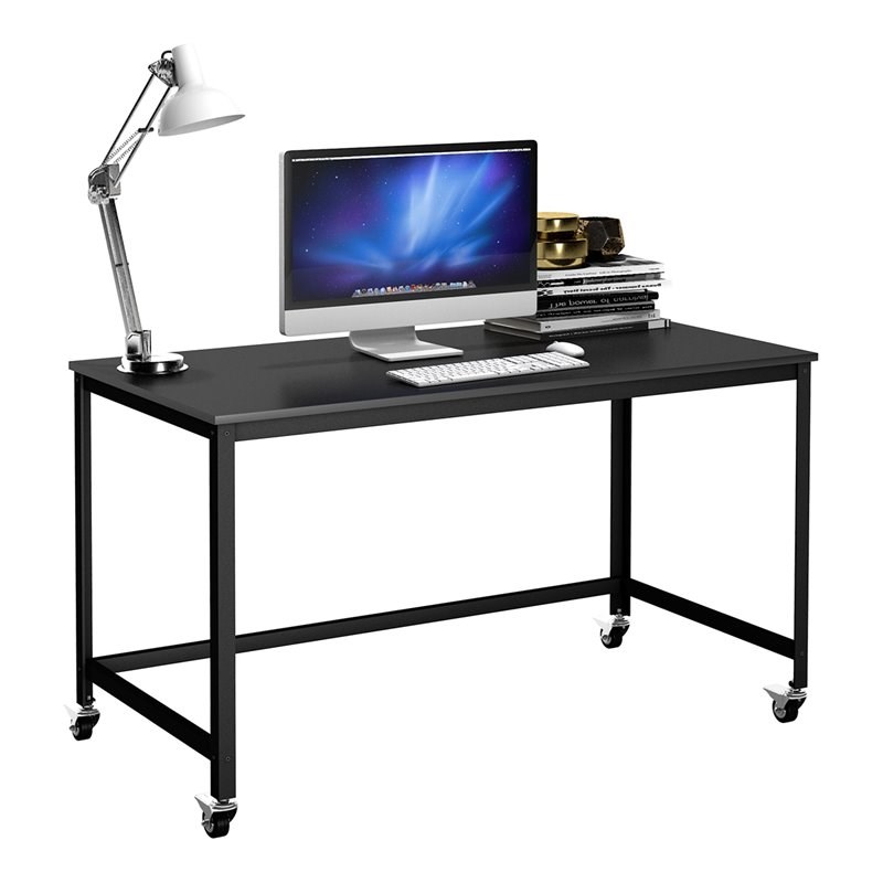 Costway Contemporary Particleboard and Steel Rolling Computer Desk in