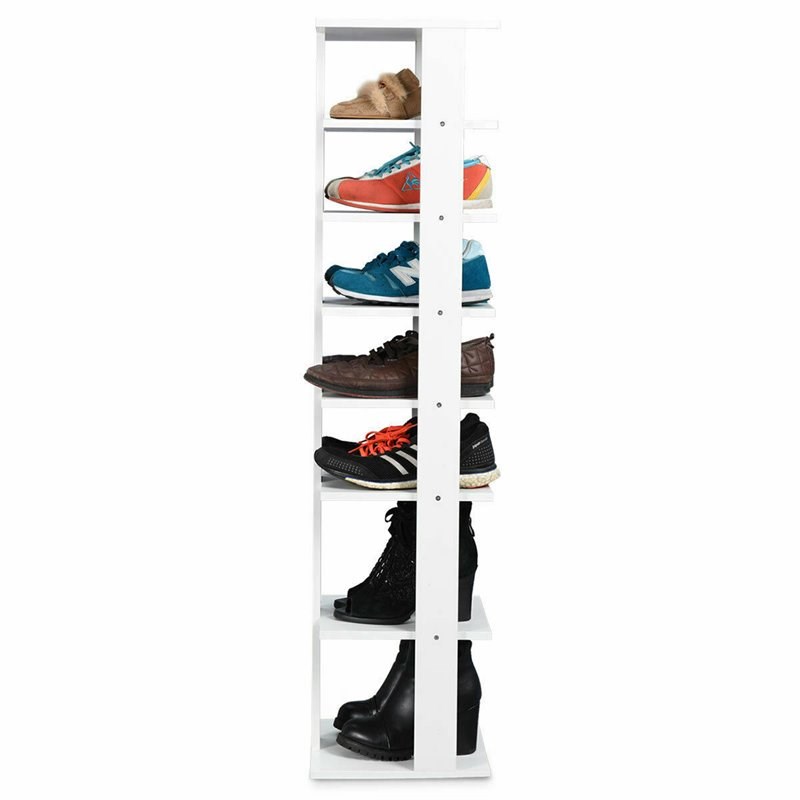 Costway 7-tier Contemporary High Quality Wood Shoes Rack in White