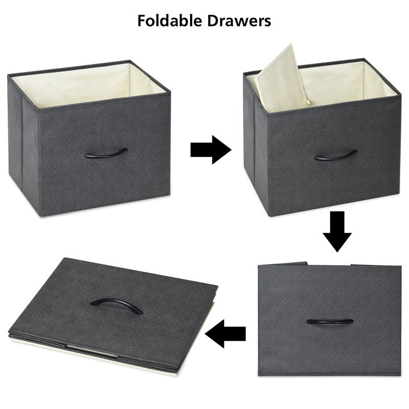Costway 5-drawer Contemporary Iron MDF and Cloth Dresser Storage in Dark Gray