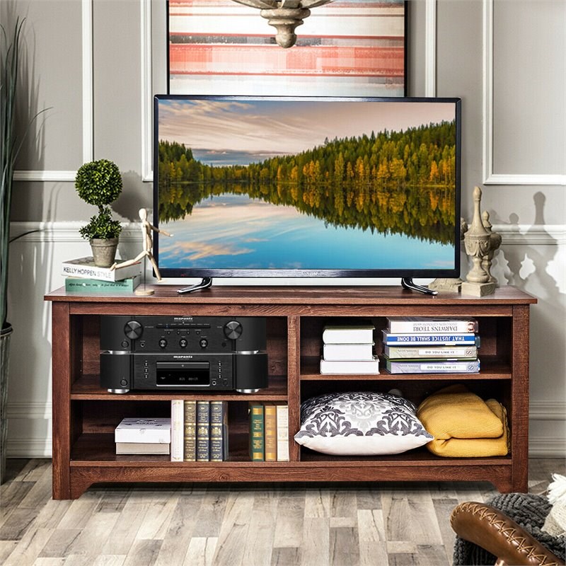 Costway Wood TV Stand/Entertainment Media Center for TVs up to 58