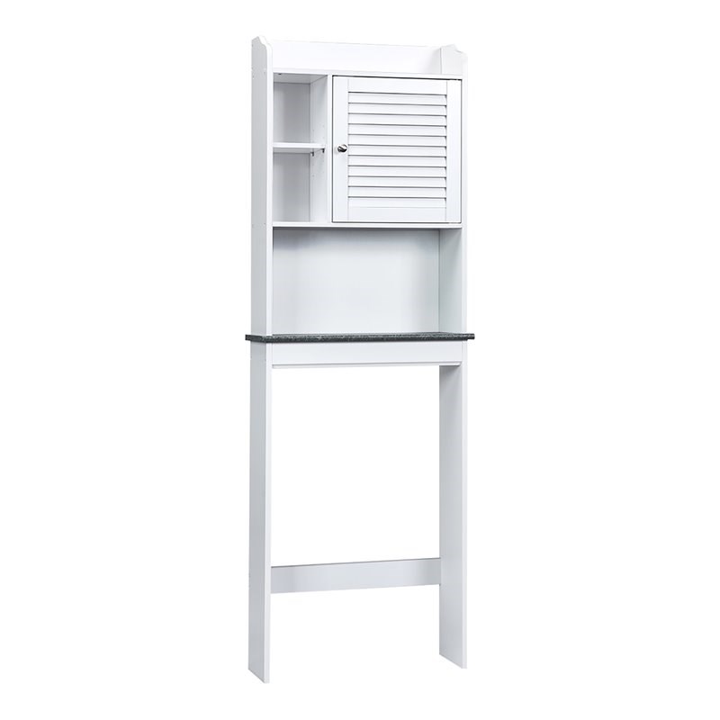 Costway Contemporary MDF Over The Toilet Space Saver with Louver Door in White