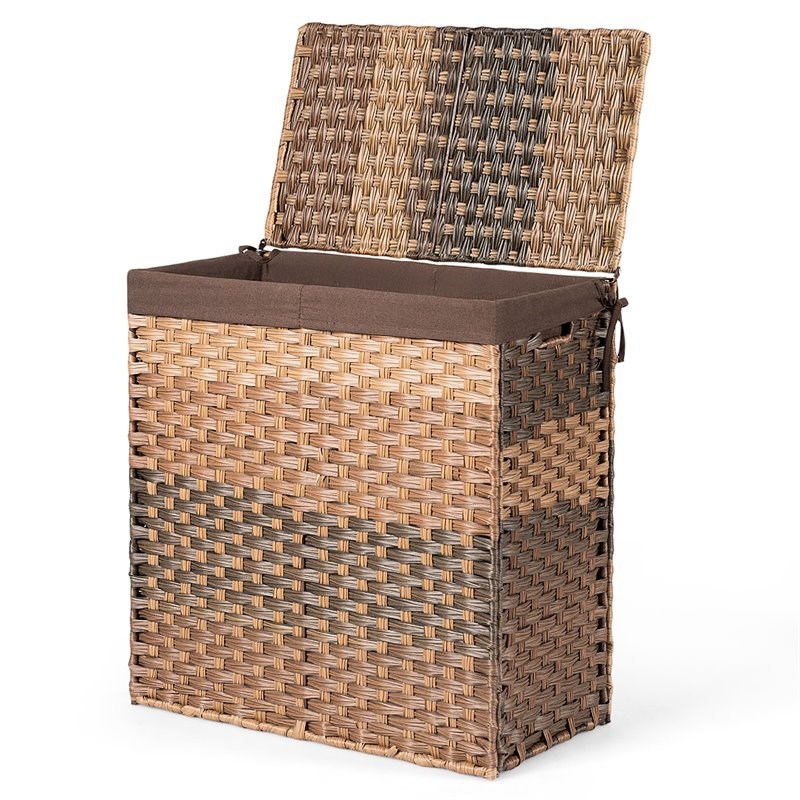 Costway PP and Iron Handwoven Laundry Hamper with Removable Liner Bag