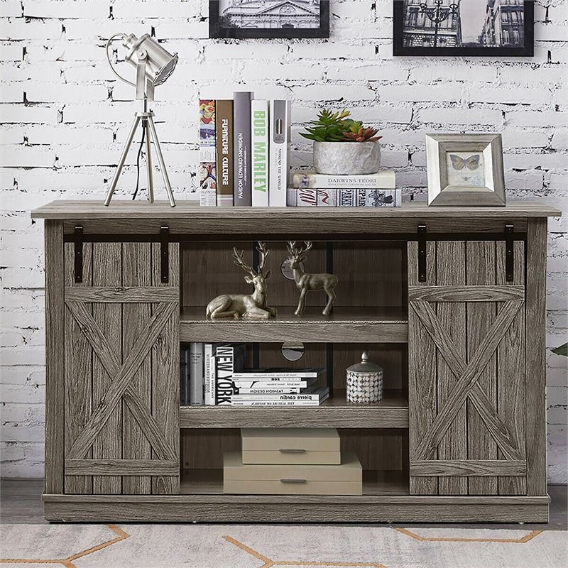 Costway Sliding Barn TV Stand/Entertainment Center for TV's up to 60