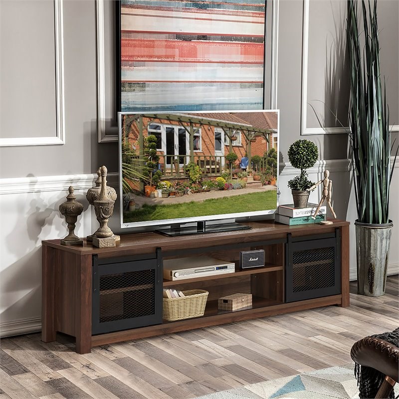 Costway Wood TV Stand/Entertainment Center for TV's up to 65'' in Walnut