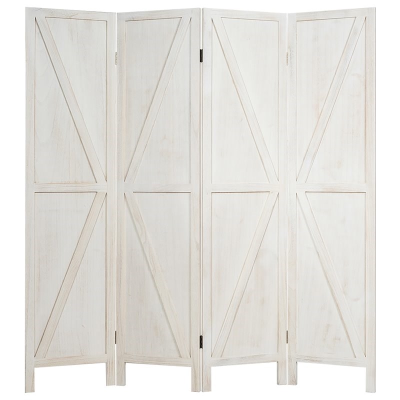 Costway 4-panel Wood Folding Room Divider with V-shaped Design in White